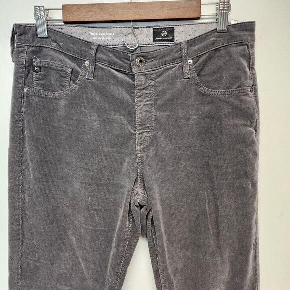 AG Adriano Goldschmied Corduroy Pants Size 30R Gray Stevie Ankle Slim Straight - Picture 4 of 14